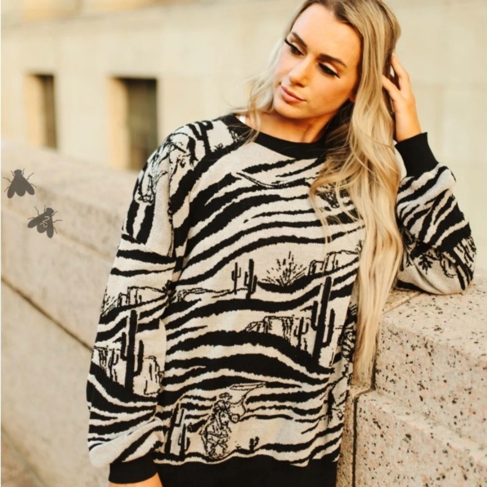 2Fly Wild West Zoo Sweater, Oversized  NWT
Size Large/XL Oversized